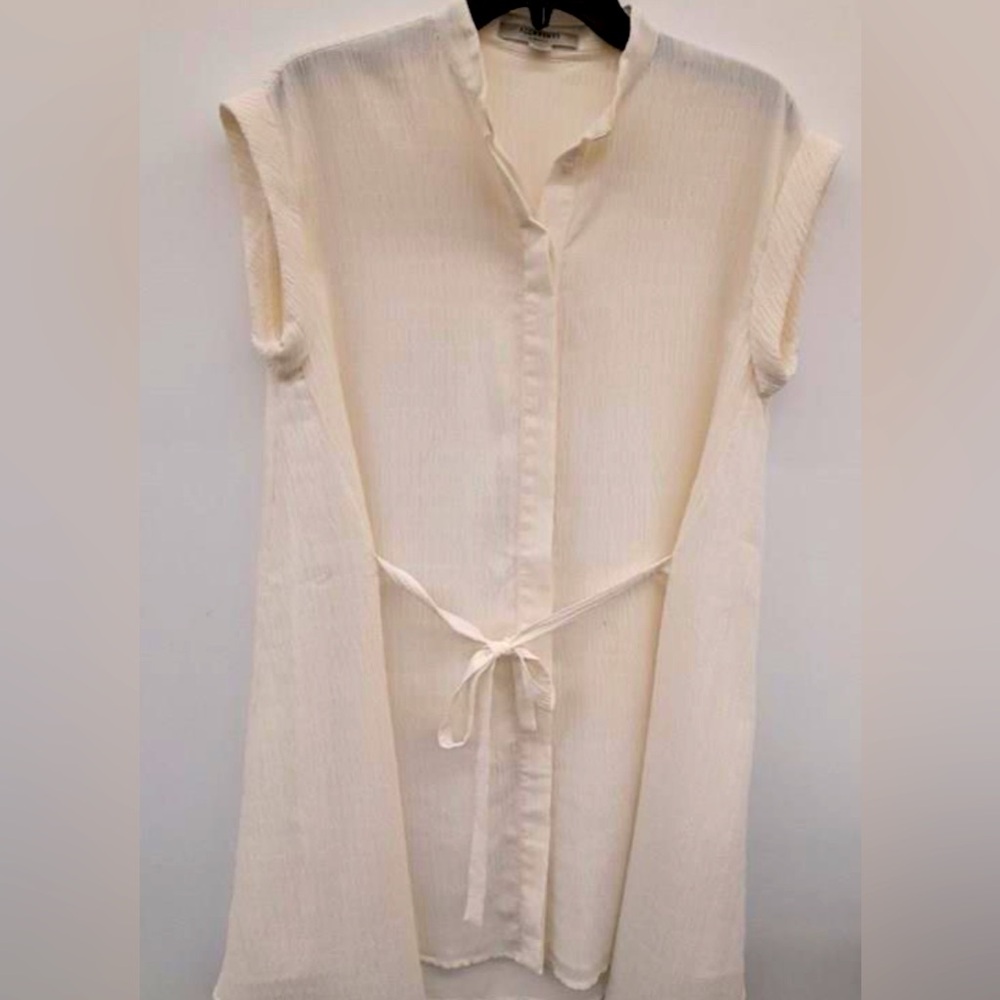 AllSaints Cream Mini Dress with Tie Waist